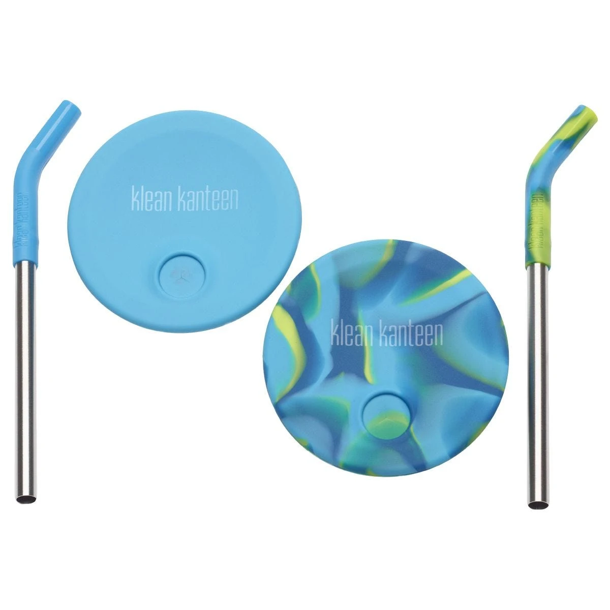 Klean Kanteen Kid's Cup Straw Lid 2-Pack Blue/Blue Tie Dye 3 Klean Kanteen Kid's Cup Straw Lid 2-Pack Blue/Blue Tie Dye