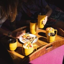 Klean Kanteen Rise 399ml Mug W/Flip Lid Old Gold -Military 1st Shop Klean Kanteen Rise Old Gold Lifestyle 1200x1200 3