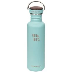Earthwell Woodie Single Wall Bottle 800ml Walnut / Aqua Blue